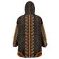 African Dashiki and Polynesian Pattern Wearable Blanket Hoodie Gold