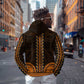 African Dashiki and Polynesian Pattern Zip Hoodie Gold