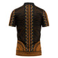 African Dashiki and Polynesian Pattern Zipper Polo Shirt Gold