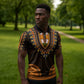 African Dashiki and Polynesian Pattern Zipper Polo Shirt Gold