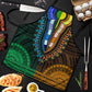 African Dashiki and Polynesian Pattern Apron Half Green-Gold