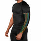 African Dashiki and Polynesian Pattern Arm Sleeves Half Green-Gold