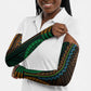 African Dashiki and Polynesian Pattern Arm Sleeves Half Green-Gold