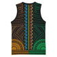 African Dashiki and Polynesian Pattern Basketball Jersey Half Green-Gold - African Pride