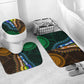 African Dashiki and Polynesian Pattern Bathroom Set Half Green-Gold