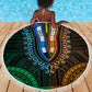 African Dashiki and Polynesian Pattern Beach Blanket Half Green-Gold