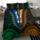African Dashiki and Polynesian Pattern Bedding Set Half Green-Gold