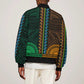 African Dashiki and Polynesian Pattern Bomber Jacket Half Green-Gold