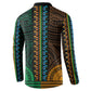 African Dashiki and Polynesian Pattern Button Sweatshirt Half Green-Gold