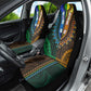African Dashiki and Polynesian Pattern Car Seat Cover Half Green-Gold