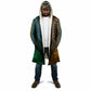 African Dashiki and Polynesian Pattern Cloak Half Green-Gold