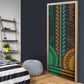 African Dashiki and Polynesian Pattern Door Cover Half Green-Gold
