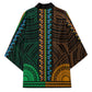 African Dashiki and Polynesian Pattern Kimono Half Green-Gold