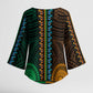 African Dashiki and Polynesian Pattern Kimono Sleeve Blouse Half Green-Gold