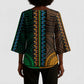 African Dashiki and Polynesian Pattern Kimono Sleeve Blouse Half Green-Gold