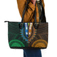 African Dashiki and Polynesian Pattern Leather Tote Bag Half Green-Gold