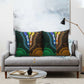 African Dashiki and Polynesian Pattern Pillow Cover Half Green-Gold