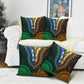 African Dashiki and Polynesian Pattern Pillow Cover Half Green-Gold