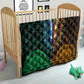African Dashiki and Polynesian Pattern Quilt Half Green-Gold