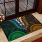 African Dashiki and Polynesian Pattern Rubber Doormat Half Green-Gold