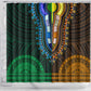 African Dashiki and Polynesian Pattern Shower Curtain Half Green-Gold