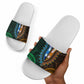 African Dashiki and Polynesian Pattern Slide Sandals Half Green-Gold