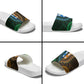 African Dashiki and Polynesian Pattern Slide Sandals Half Green-Gold