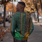 African Dashiki and Polynesian Pattern Sweatshirt Half Green-Gold