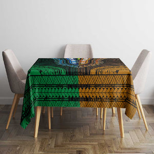 African Dashiki and Polynesian Pattern Tablecloth Half Green-Gold
