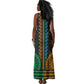 African Dashiki and Polynesian Pattern Tank Maxi Dress Half Green-Gold