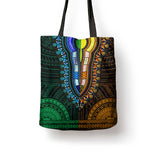 African Dashiki and Polynesian Pattern Tote Bag Half Green-Gold
