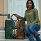 African Dashiki and Polynesian Pattern Travel Bag Half Green-Gold