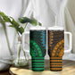 African Dashiki and Polynesian Pattern Tumbler With Handle Half Green-Gold
