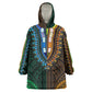 African Dashiki and Polynesian Pattern Wearable Blanket Hoodie Half Green-Gold