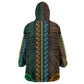 African Dashiki and Polynesian Pattern Wearable Blanket Hoodie Half Green-Gold