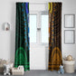African Dashiki and Polynesian Pattern Window Curtain Half Green-Gold