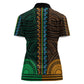 African Dashiki and Polynesian Pattern Women Polo Shirt Half Green-Gold