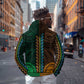 African Dashiki and Polynesian Pattern Zip Hoodie Half Green-Gold