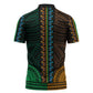 African Dashiki and Polynesian Pattern Zipper Polo Shirt Half Green-Gold