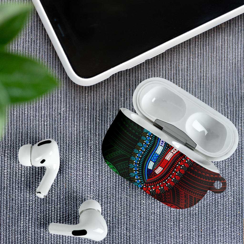 African Dashiki and Polynesian Pattern AirPods Case Half Green-Red