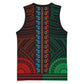 African Dashiki and Polynesian Pattern Basketball Jersey Half Green-Red - African Pride