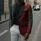 African Dashiki and Polynesian Pattern Blazer Half Green-Red