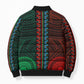 African Dashiki and Polynesian Pattern Bomber Puffer Jacket Half Green-Red
