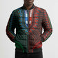 African Dashiki and Polynesian Pattern Bomber Puffer Jacket Half Green-Red