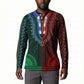 African Dashiki and Polynesian Pattern Button Sweatshirt Half Green-Red