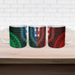 African Dashiki and Polynesian Pattern Ceramic Mug Half Green-Red