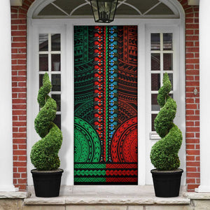 African Dashiki and Polynesian Pattern Door Cover Half Green-Red