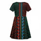 African Dashiki and Polynesian Pattern Kid Short Sleeve Dress Half Green-Red
