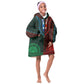 African Dashiki and Polynesian Pattern Kid Wearable Blanket Hoodie Half Green-Red
