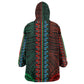 African Dashiki and Polynesian Pattern Kid Wearable Blanket Hoodie Half Green-Red